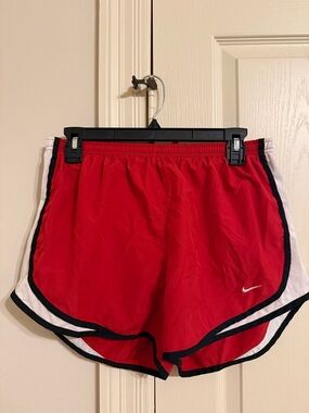 Nike Red Athletic Shorts with Black and White Trim